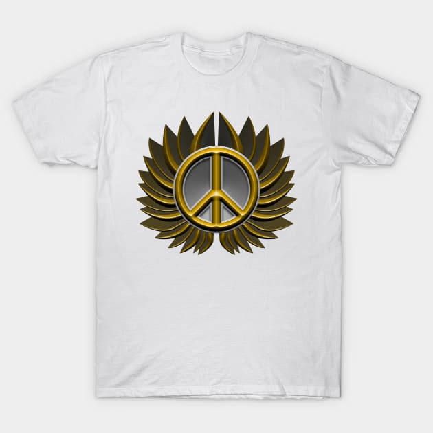 golden peace symbol flower T-Shirt by DrewskiDesignz